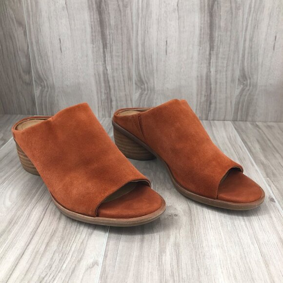 Sofft Mules Womens 7M Carrey Orange Suede Slip On Open Toe Comfort Shoes - Picture 3 of 12